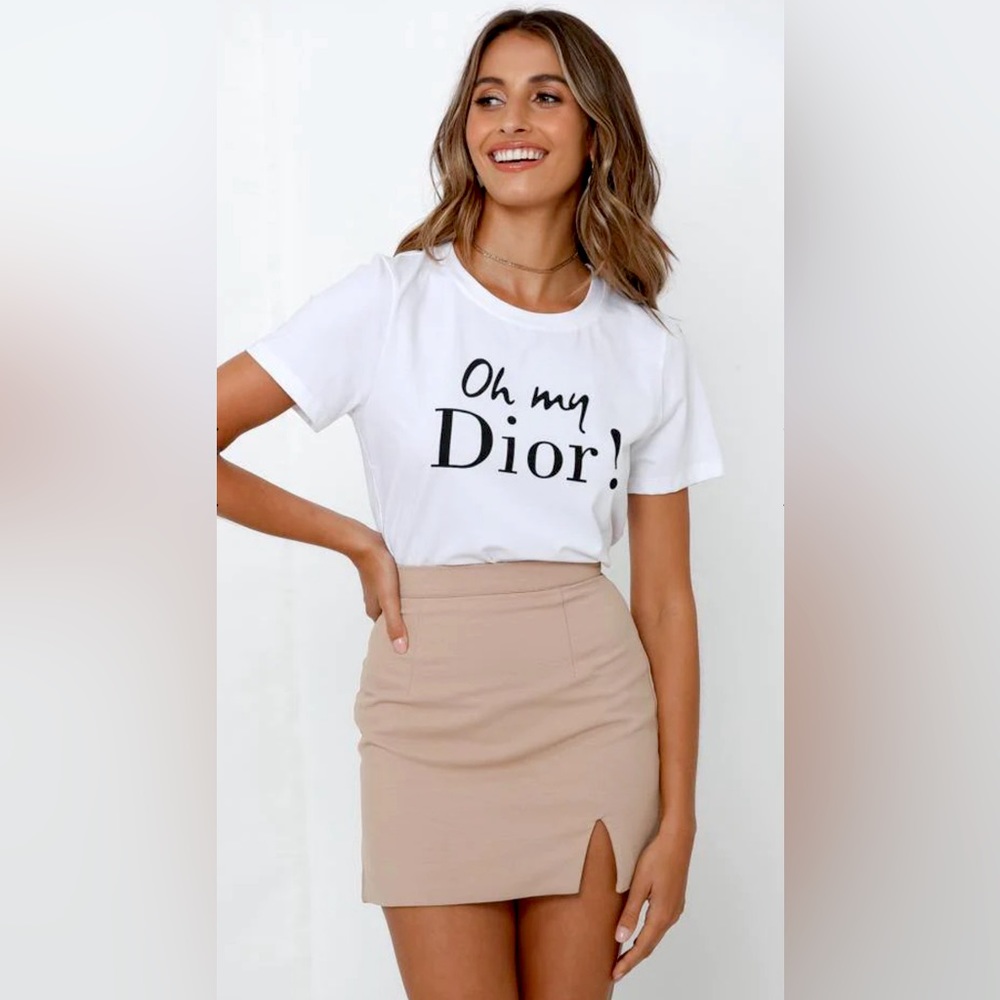 Hello Molly White Dior Tee